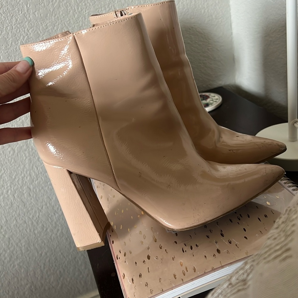 Light pink heeled boots